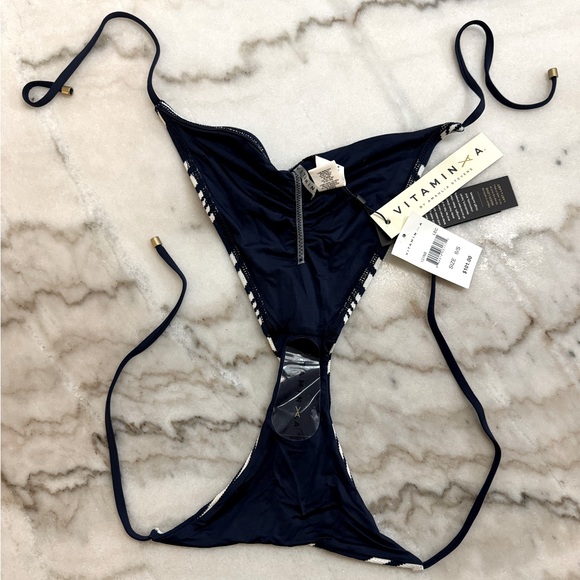 NWT Vitamin A navy/white stripe bikini bottom - Picture 3 of 9